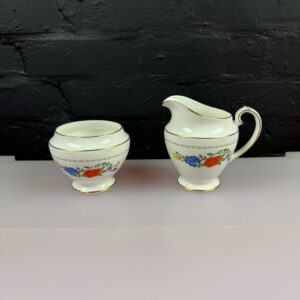 Aynsley Famille Rose Milk / Cream Jug 4.75" and Open Sugar Bowl Set