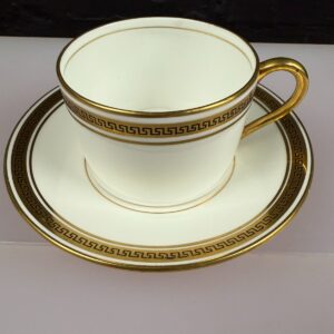 Coalport Greek Key Gold Cup and Saucer Duo Set