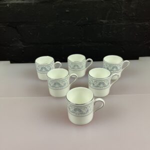 6 Wedgwood White Dolphins R4652 Coffee Cups 5.7cm Wide and High 3 Sets Available