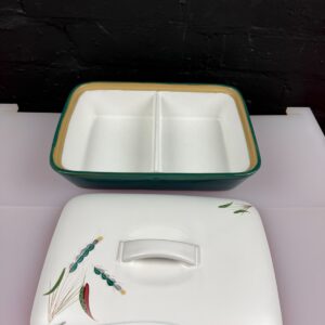 Denby Greenwheat Covered Divided Vegetable Serving Dish 11" x 8"