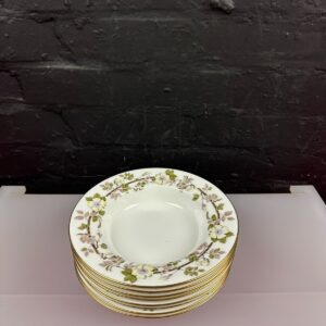 8 x Minton China Rose S.724 Rimmed Soup Bowls 20.5 cm Wide Set