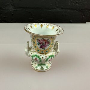 Antique Cont Porcelain Miniature Urn Face Mask Handles Signed Hand Painted 2.5"