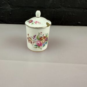 Coalport Bone China Junetime Lidded Mustard / Jam Pot 8.5 cm High 5.2 cm Wide