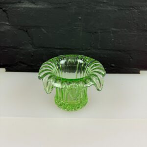 Vintage Glass Vase Green 1930's 4" High 6.75" Wide
