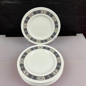 8 x Wedgwood Asia Black R4288 Salad Plates 8.25" Wide Set