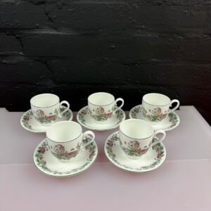 Portmeirion Summer Garland Coffee Espresso Cups and Saucers Set of 5
