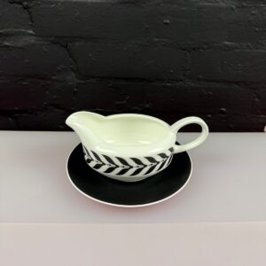 Wedgwood Sparta Black and White Gravy Boat / Sauce Jug and Stand Drip Plate Set