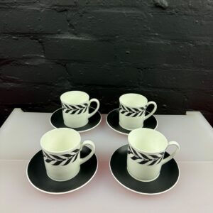Wedgwood Sparta Black and White Coffee Cups and Saucers Set of 4