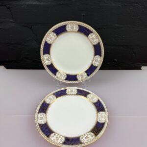 2 x Wedgwood Cobalt Blue Gold W1150 Tea / Side Plates 17.7 cm Wide Set
