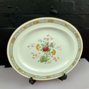 Vintage Royal Worcester Floral Orange Rim Oval Serving Platter Plate 13.5"