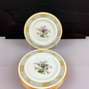 6 x Vintage Royal Worcester Floral Orange Rim Side Plates 18 cm Wide Set