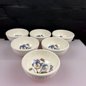 Portmeirion Botanic Garden Embossed Rice Bowls 5.5" Wide Set of 6 Pansy