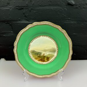 Copeland Antique Cabinet Plate 23 cm Wide Loch Tay Hand Painted Green Gilt Gold