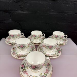 Wedgwood Hathaway Rose Tea Trios Cups Saucers and Side Plates Set of 6