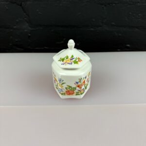 Aynsley Cottage Garden Hexagonal Covered Storage Jar Pot 4.5" High To Top Of Lid