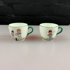 RARE Shelley Hilda Cowham Pussy Cat Pussy Cat & Little Bo-Peep Nursery Ware Cups