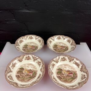 Johnson Brothers Old Britain Castles Brown Cereal Soup Bowls 7.5" Wide Set of 4