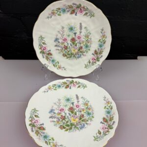Aynsley Wild Tudor Fluted Salad Plates 21.3 cm Wide Set of 2