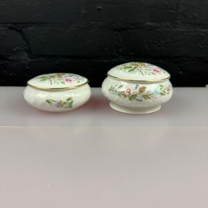 Aynsley Wild Tudor Large Lidded / Covered Round Trinket Dishes Set of 2