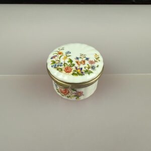 Aynsley Cottage Garden Pill Box Metal Flip Lid 1.5" High 2.25" Wide