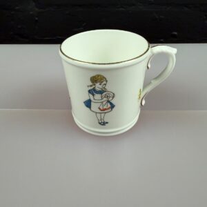 Royal Worcester Saturdays Child Gilt Mug Girl Mug 3.25" High Hand Painted