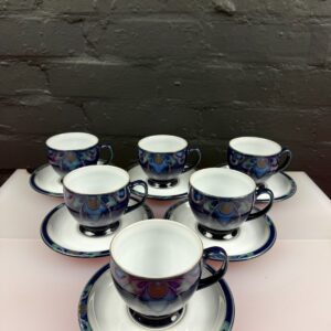 Denby Baroque Tea Cups and Saucers Set of 6