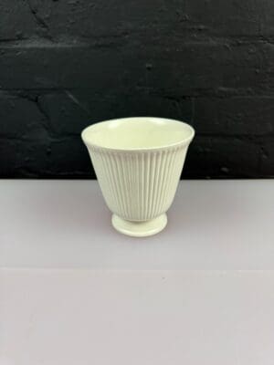 Wedgwood Moonstone Cream Plant Pot / Planter Vase 11.5 cm High Ribbed