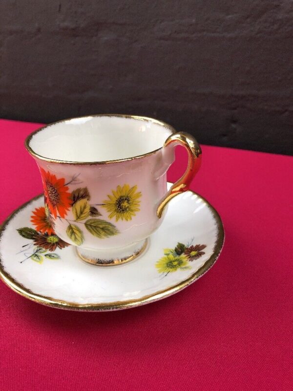 Royal Priory Dale Derbyshire England Tea Cup and Saucer Bright Yellow and Orange No1