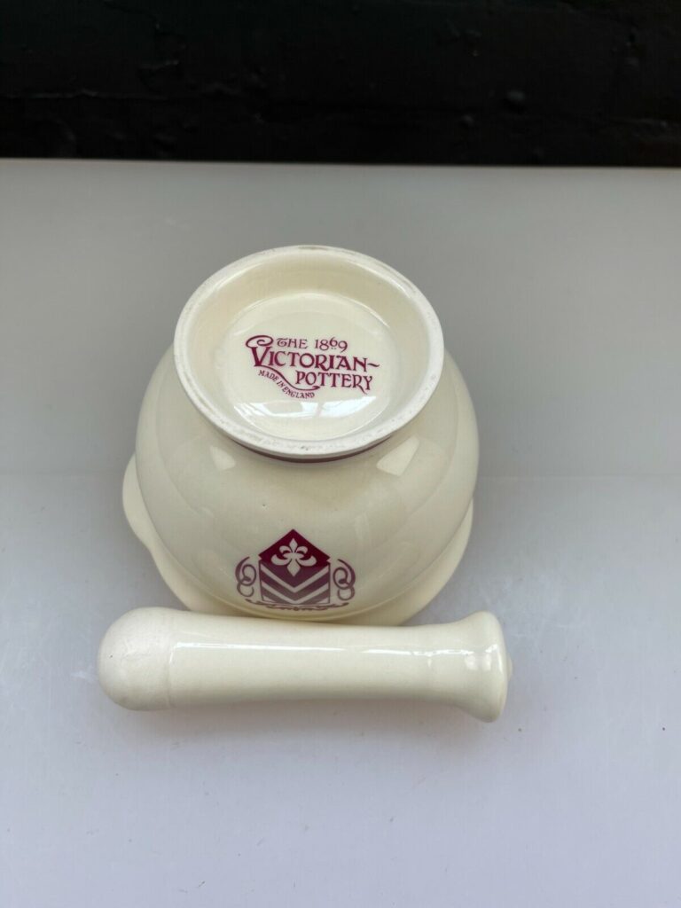 The 1869 Victorian Pottery Cream & Maroon Pestle and Mortar RARE Colour ...