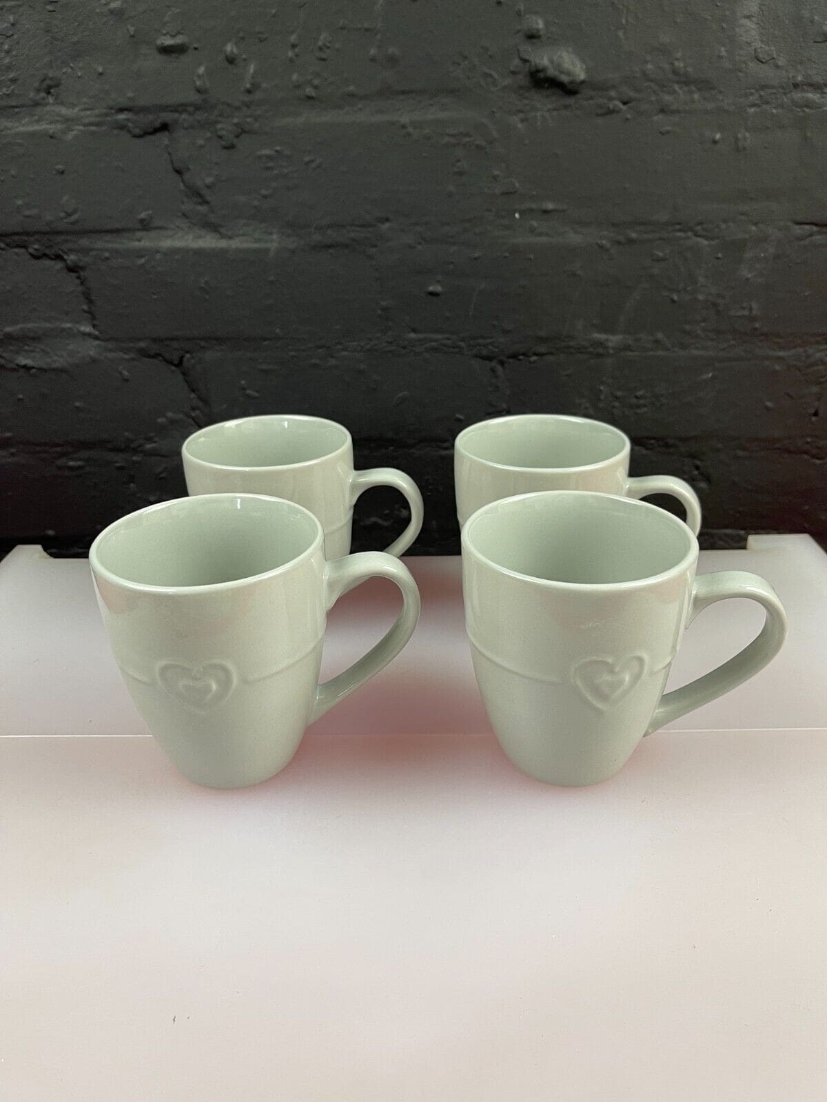 4 x Dunelm Love Hearts Tea / Coffee Mugs Curved 4.5" High 2 Sets Available No1 Replacements