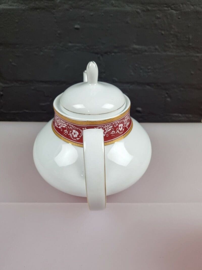 Waterside Fine China Red and Gold Teapot Jug Sugar Set No1